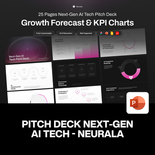 25页紫色商业科技公司AI人工智能技术提案图表数据分析ppt模板