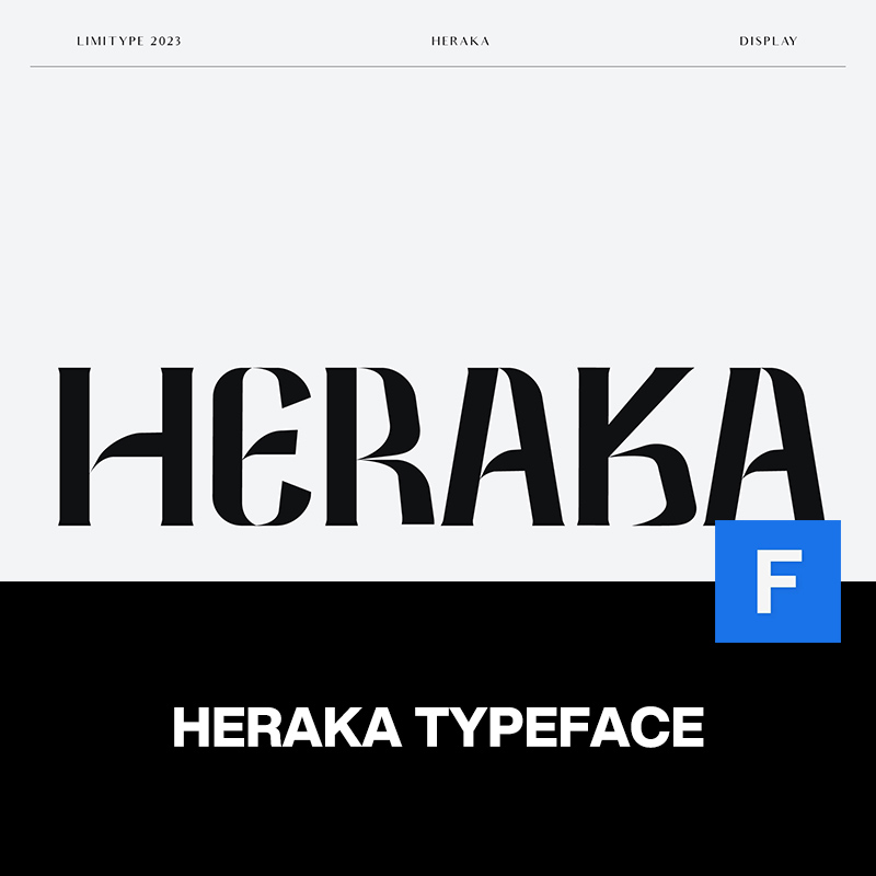 Heraka现代时尚潮流锋利极简品牌标识海报封面标题装饰英文字体包