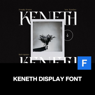 Keneth时尚优雅现代酸性花体字潮牌logo海报杂志排版标题英文字体