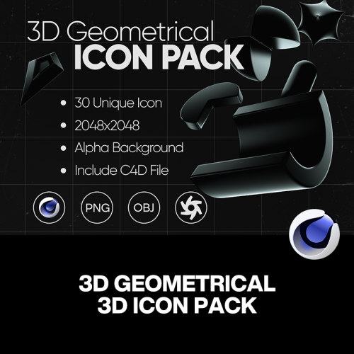 30款创意立体黑色时尚科幻抽象3D三维几何图形C4D设计素材源文件