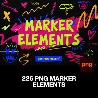 226款潮流时尚记号笔手绘乱涂箭头标记符号涂鸦png免抠图片素材