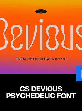 Devious潮流复古艺术扭曲迷幻潮牌文创海报封面标题装饰英文字体
