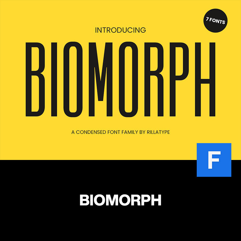 7款biomorph现代极简品牌logo杂志排版竖长无衬线英文字体家族