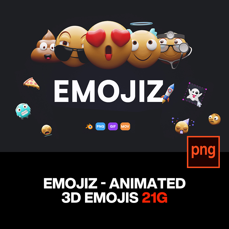 77款3D创意趣味卡通emoji动态gif表情包头像png免抠图片设计素材