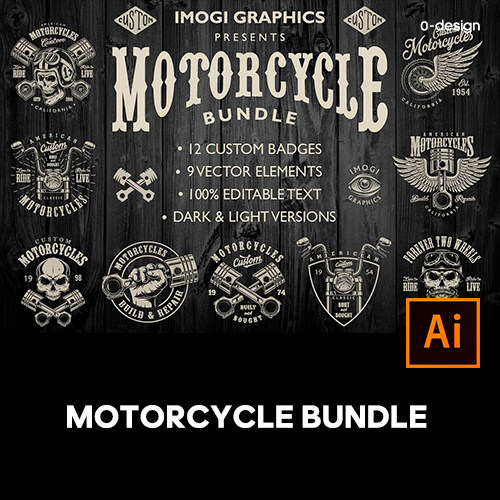 美式复古摇滚摩托车哈雷机车logo标识徽标图形设计ai素材源文件
