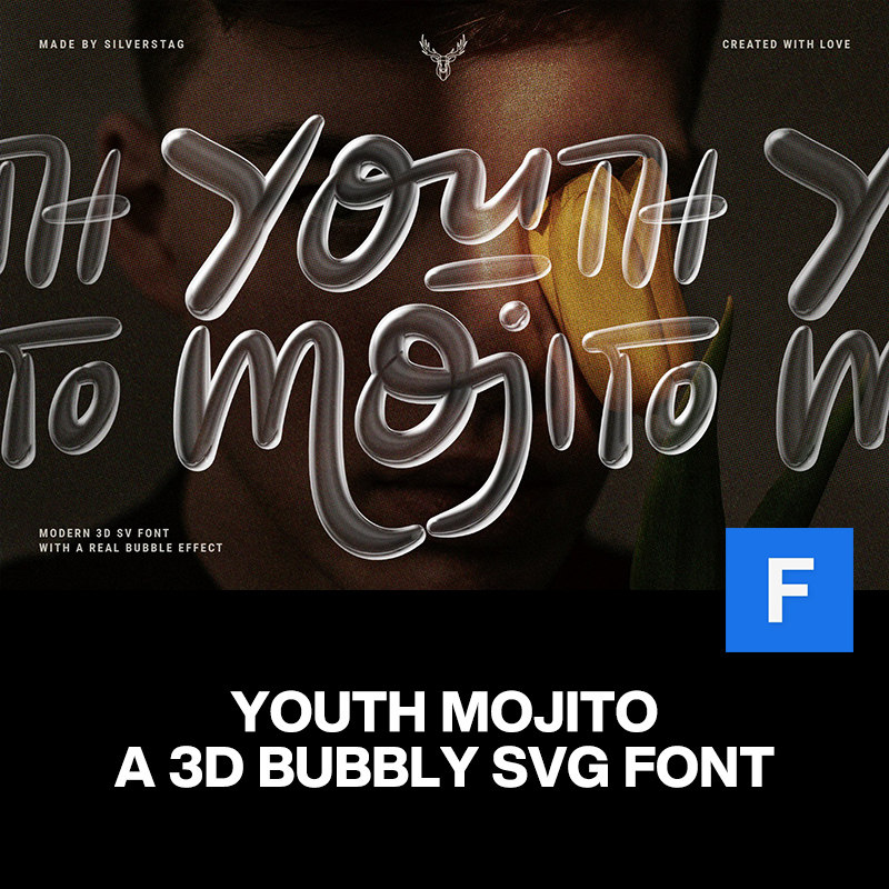 潮流时尚透明3d立体气泡pop广告创意海报封面标题艺术英文字体包