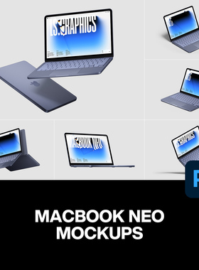 16款MacBook Neo苹果笔记本电脑广告海报UI设计展示效果图ps样机