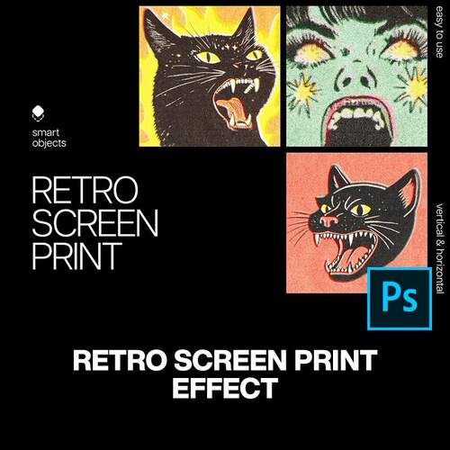 潮流复古做旧丝网印刷失真褪色错位怀旧粗糙肌理ps特效样机模版