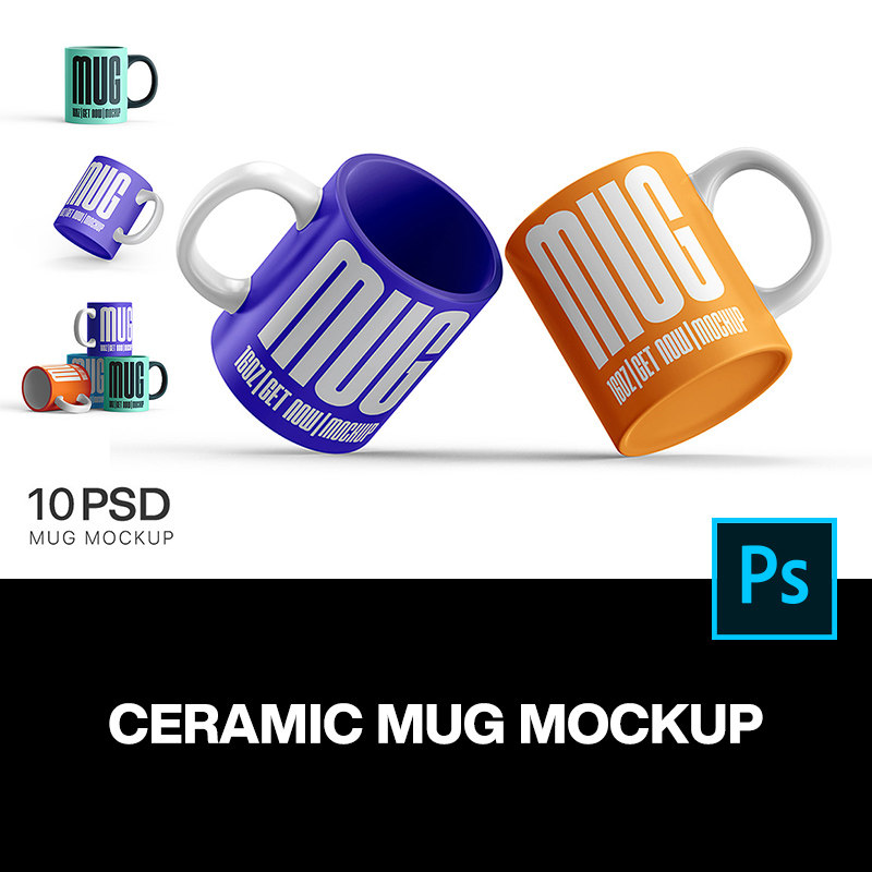 10款陶瓷马克杯水杯咖啡杯茶杯文创周边杯子设计展示效果图ps样机