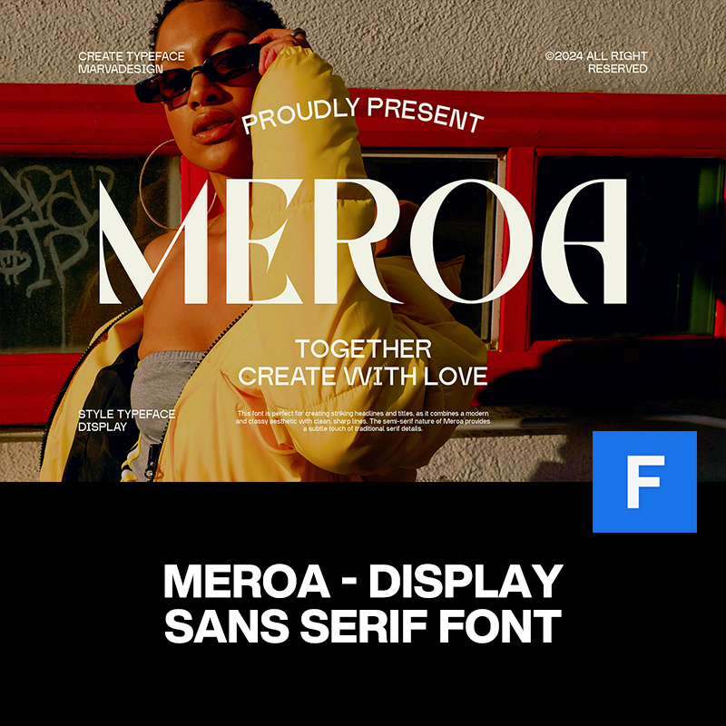 Meroa经典现代时尚广告海报杂志画册封面标题粗体衬线英文字体包