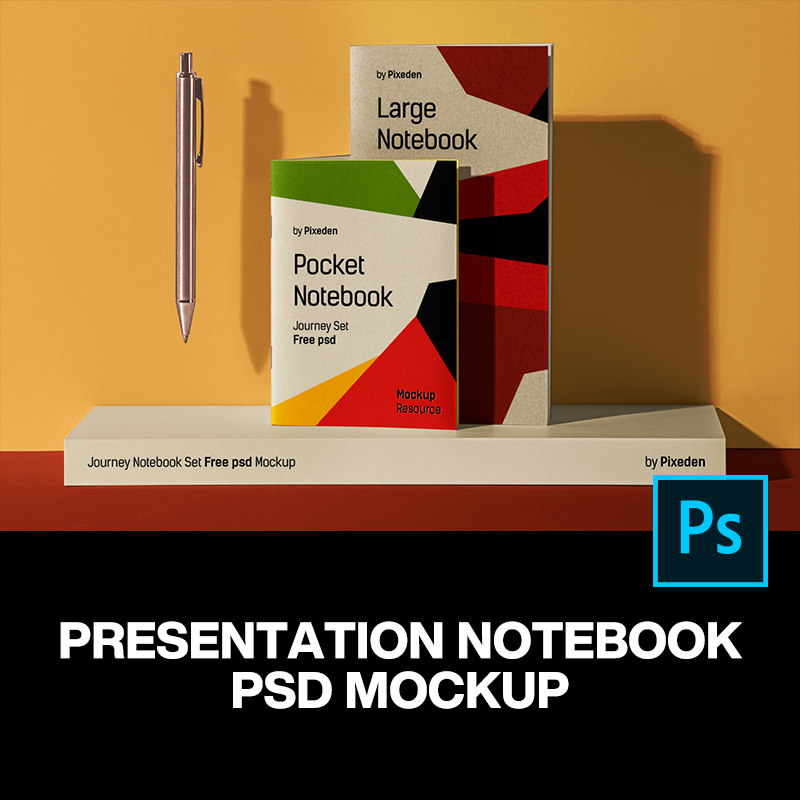 质感牛皮纸笔记本手账记事簿封面设计作品贴图ps样机素材展示效果