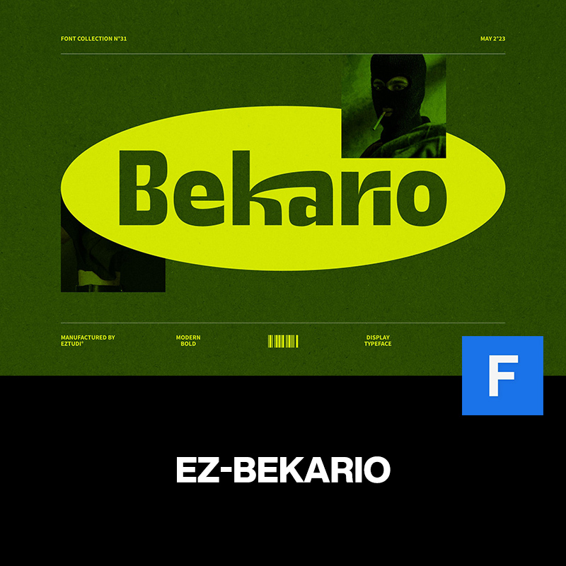 Ez-Bekario现代潮流奢华酸性逆反差潮牌标识广告海报标题英文字体