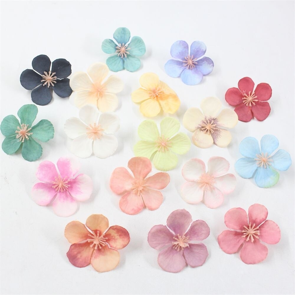 仿真海棠花花朵花瓣假树装饰材料绢花梅花樱花树婚庆拍摄道具头饰图片