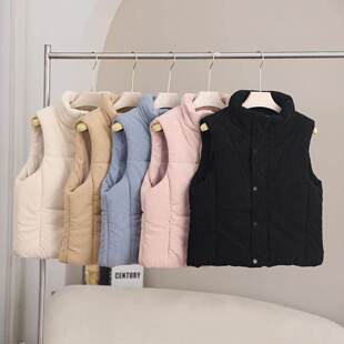 实拍韩系新款秋冬季灯芯绒羽绒棉服棉马甲女背心坎肩外套马夹女