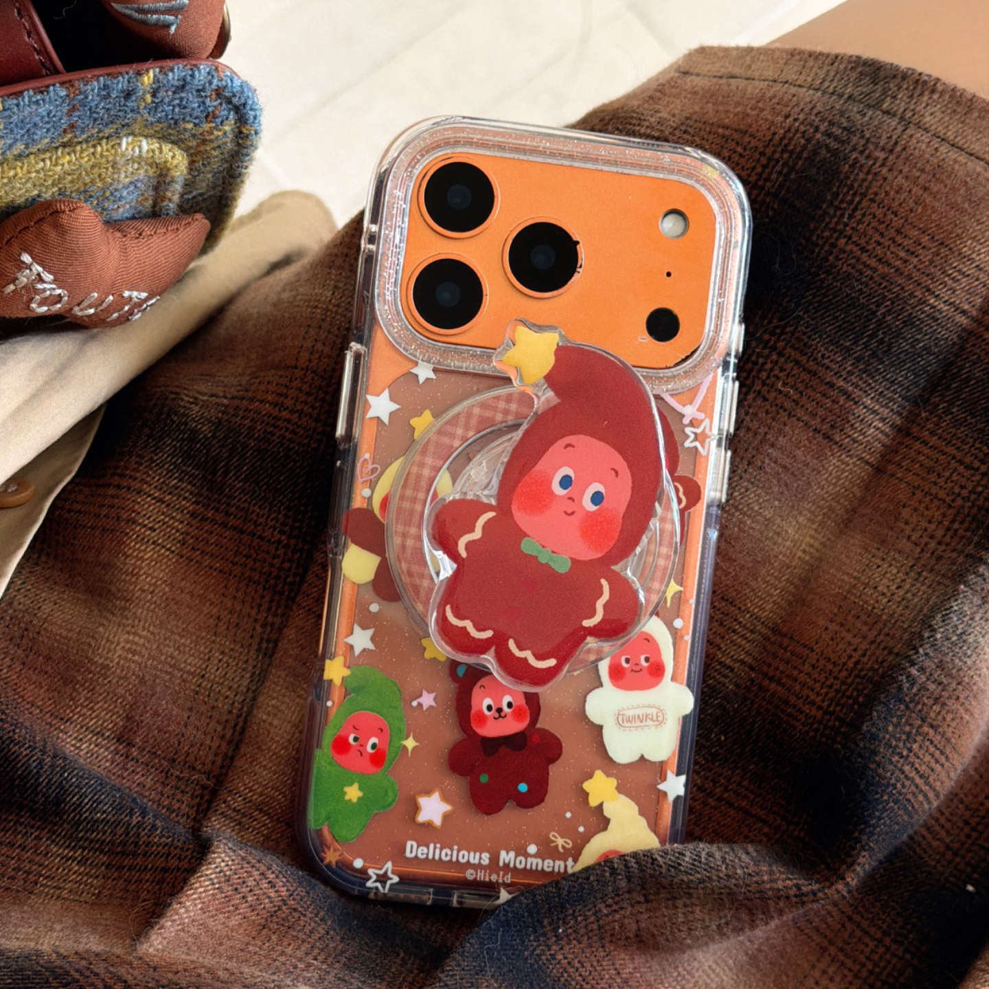 星星人饼干磁吸支架适用iPhone17promax透明imd手机壳苹果16pro气囊防摔15pm可爱14pro创意13magsafe硬保护套