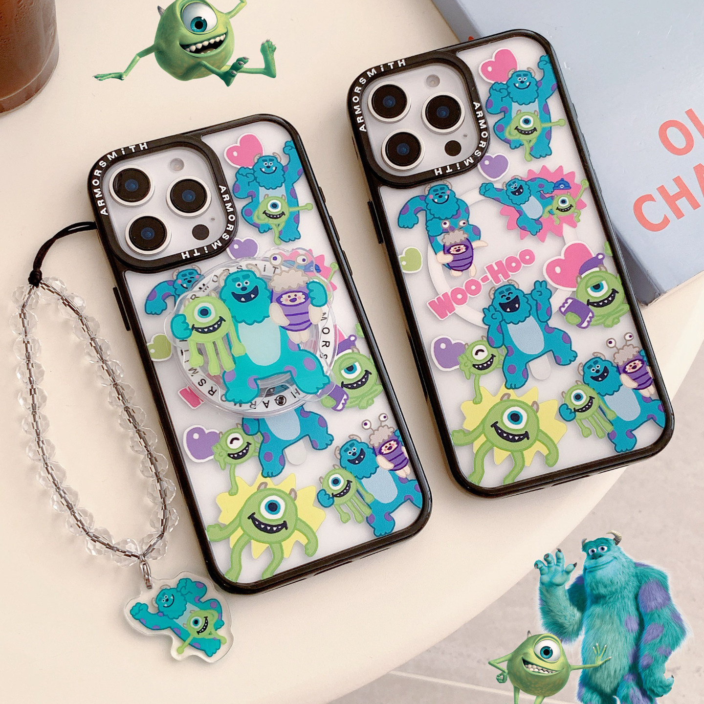 爱心怪兽大学磁吸手机壳适用iPhone16promax带气囊磁吸支架苹果15pro透明13/14防摔12pm卡通11pl