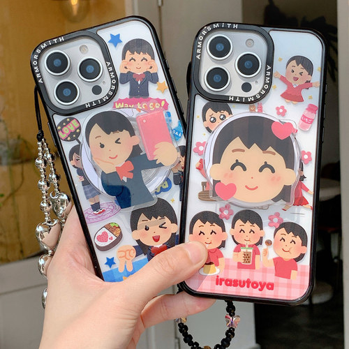 irasutoya日本小人磁吸支架手机壳适用iPhone16pro搞怪苹果15promax透明14/13magsafe12pm创意11防摔plus趣味