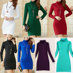 牛奶丝磨毛加薄绒纯色修紧身显瘦中长款T恤女孩包臀打底A字短裙子