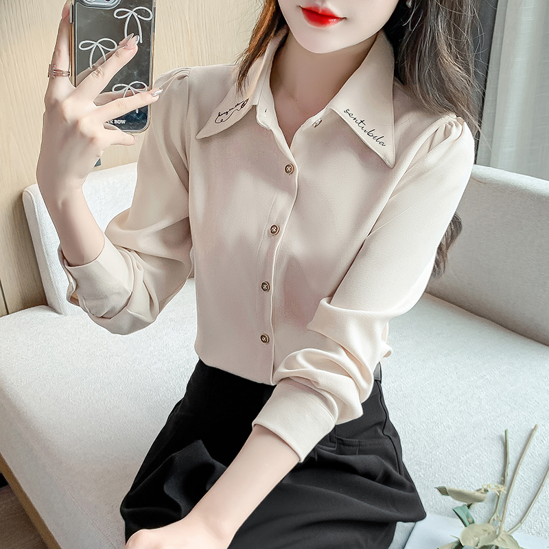 加厚磨毛衬衫女秋冬长袖内搭衬衣