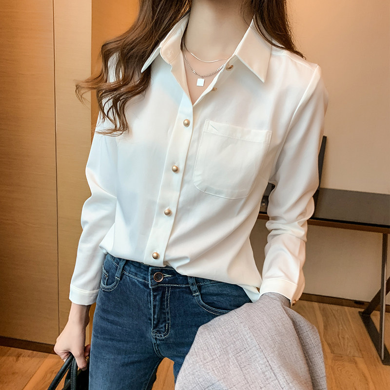 白色雪纺衬衫女秋冬2025新款法式高级感职业衬衣加绒加厚打底
