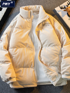 潮牌日系覆古灯芯绒羽绒棉服男冬季2025新款宽松加厚保暖棉衣外套