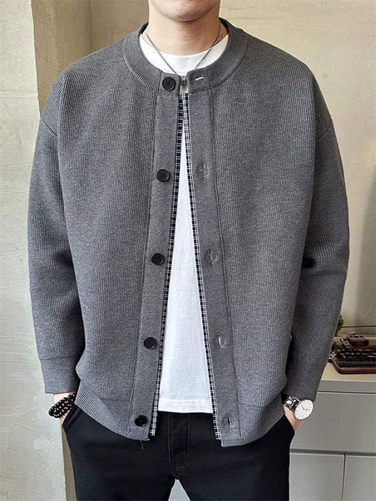 潮牌商务假两件针织开衫毛衣男秋冬季2025新款潮流高级感休闲外套