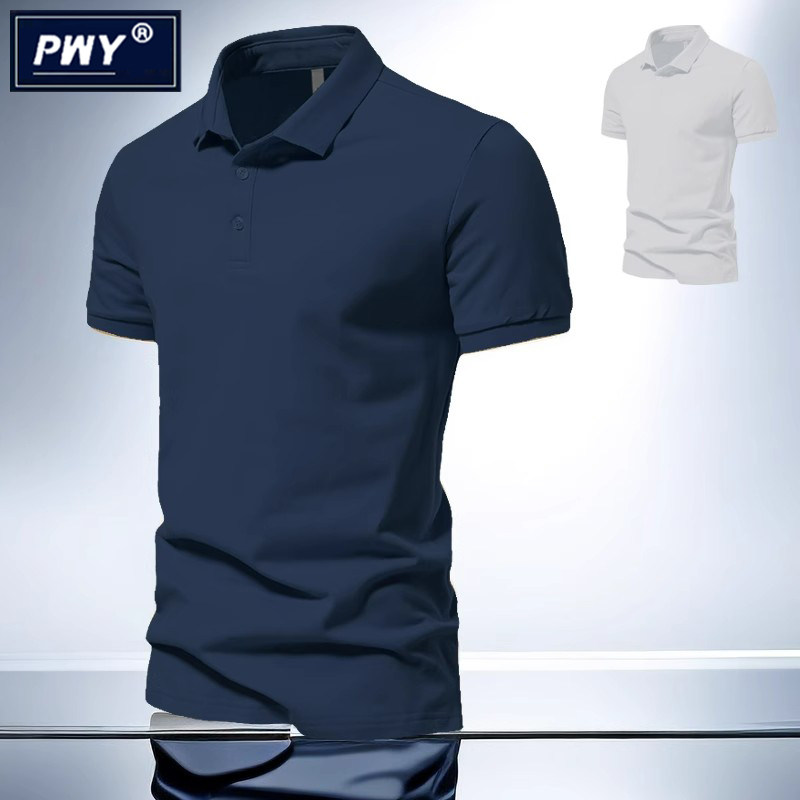 潮牌高端纯色polo男士短袖T恤夏季2025新款纯色高级感修身半袖衫