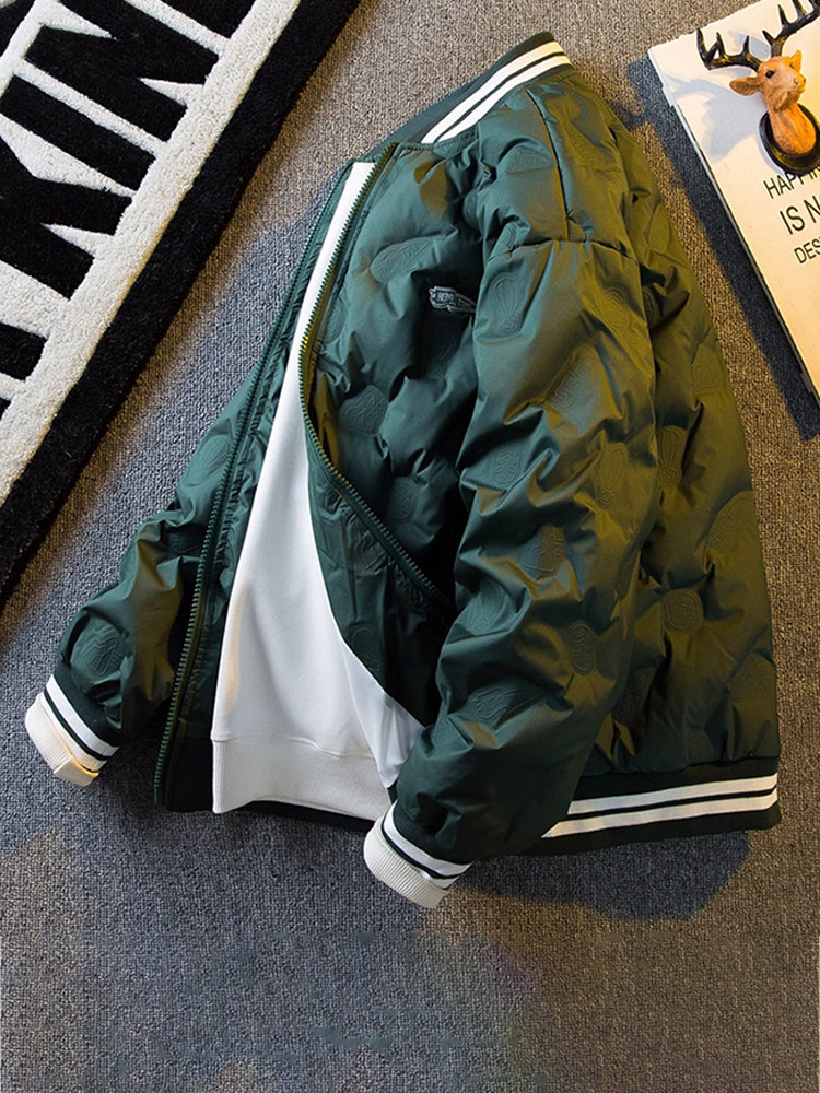 潮牌羽绒棒球服男冬季2025新款宽松休闲高级感白鸭绒防风保暖外套