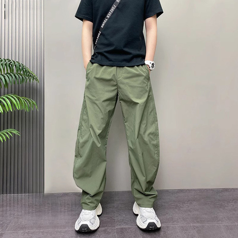 潮牌痞帅薄款弯刀裤男夏季2026新款潮流百搭宽松哈伦裤直筒休闲裤