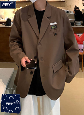 潮牌高级感西装外套男春秋季新款痞帅男装oversize猎装西服上衣潮