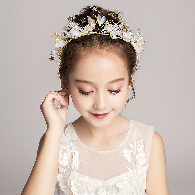 女童公主发饰生日礼服配饰头箍花童婚纱饰品儿童走秀演出发箍花环