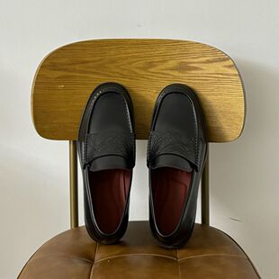 复古英伦风休闲鞋潮款吸血鬼乐福鞋压花通勤皮鞋男女一脚蹬德比鞋