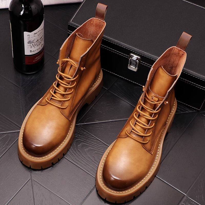 马丁靴男款高帮英伦风复古2026年秋冬季新款厚底增高时尚短靴子男,流行男鞋,马丁靴,淘宝优惠券,粉丝福利购,淘宝优惠卷