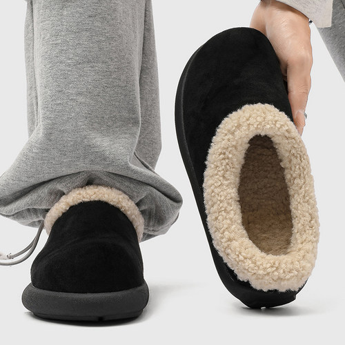 冬季雪地靴男女通勤加绒勃肯鞋潮款懒人套脚低帮圆头小土豆棉鞋