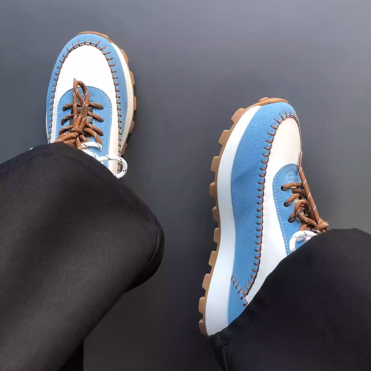 欧包德训鞋男女款2025秋季新款厚底运动鞋拼色老爹鞋休闲跑步鞋子