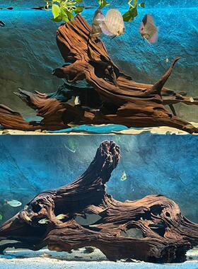 大型沉木60-80cm鱼缸造景摆件大号拱桥树桩1.2米龙鱼缸南美景专用