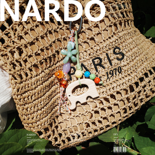 nardo原创手工编织夏日海边花花小象海豚小众百搭包挂手机挂链