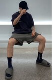 重磅卫裤毛圈五分裤侃爷水洗做旧短裤男高街吊裆短裤潮DK70P65，男装牛仔裤，电商A400（原B301）