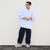 日系简约cityboy学院衬衣宽松百搭条纹长袖衬衫男潮CS05P78控108，男装衬衫，电商A400（原B301）