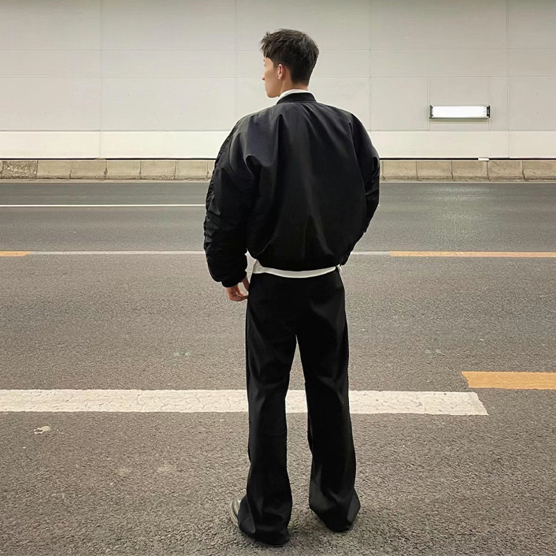 飞行员夹克纯色中性棉服复古美式外套男春秋薄厚款帅气0811P125,男装夹克,电商A400（原B301）
