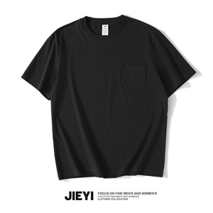 260g纯棉基础款T恤上衣男新款简约百搭色贴布口袋短袖衫TX011P35图片