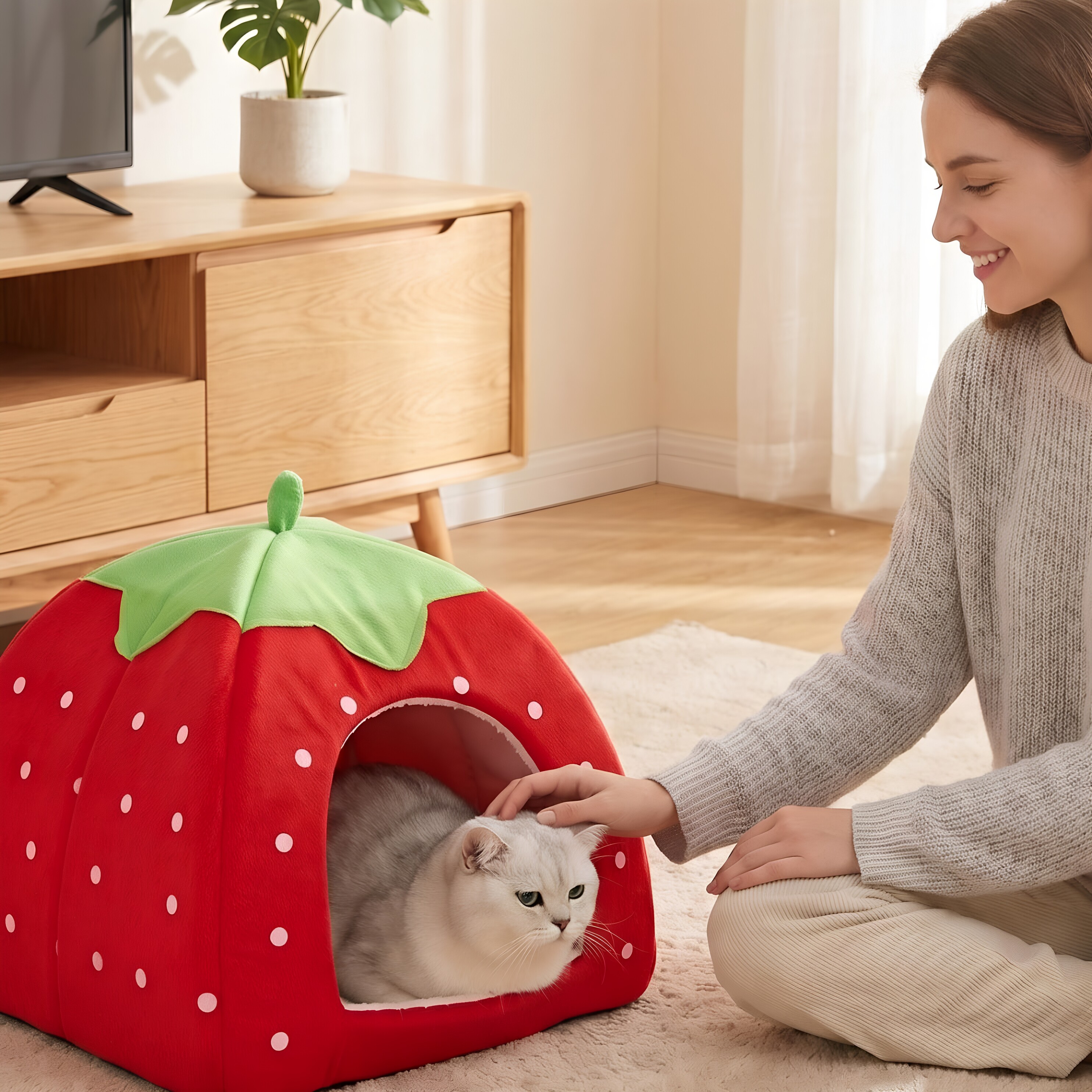 猫窝可爱泰迪比熊小型犬宠物别墅狗窝封闭式安全感猫咪躲避屋四季