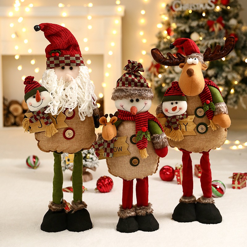 2025新款圣诞装饰用品公仔雪人娃娃活动氛围场景布置圣诞老人摆件