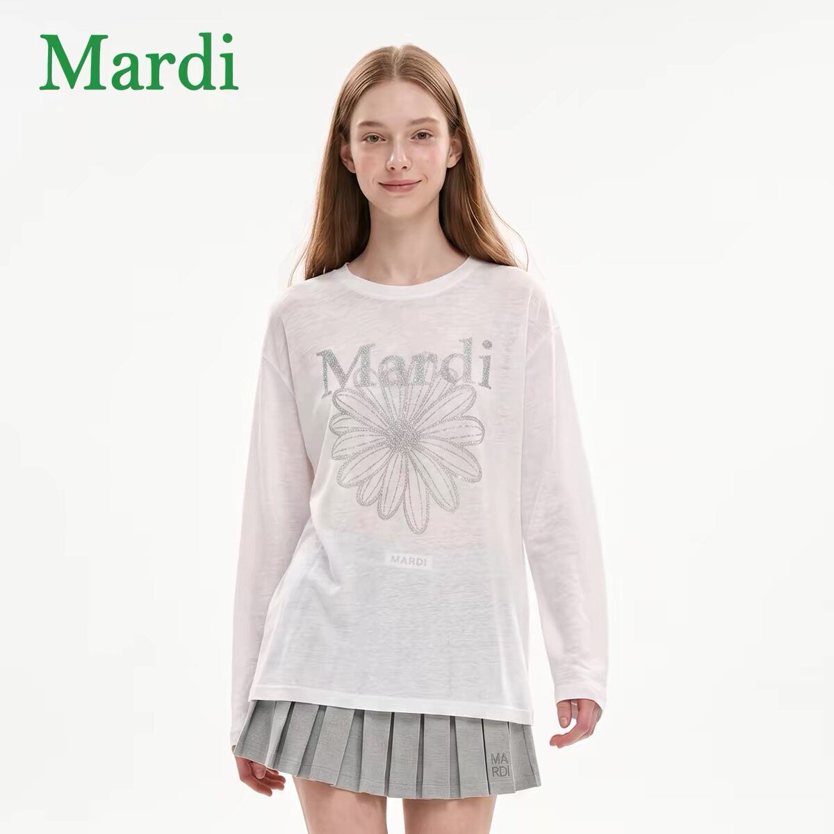 MARDI秋季罩衫空调衫长袖T恤衫宽松雏菊韩系高级感ins潮套头女装图片