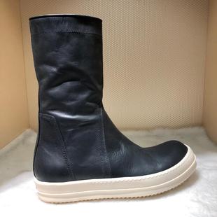 男士 时尚 潮流黑色高帮真皮休闲皮鞋 Rick Owens 正品 24新款