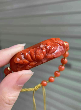 精品南红DIY手工编织牡丹花手牌盐源和田玉碧玉手镯锁骨链吊坠女