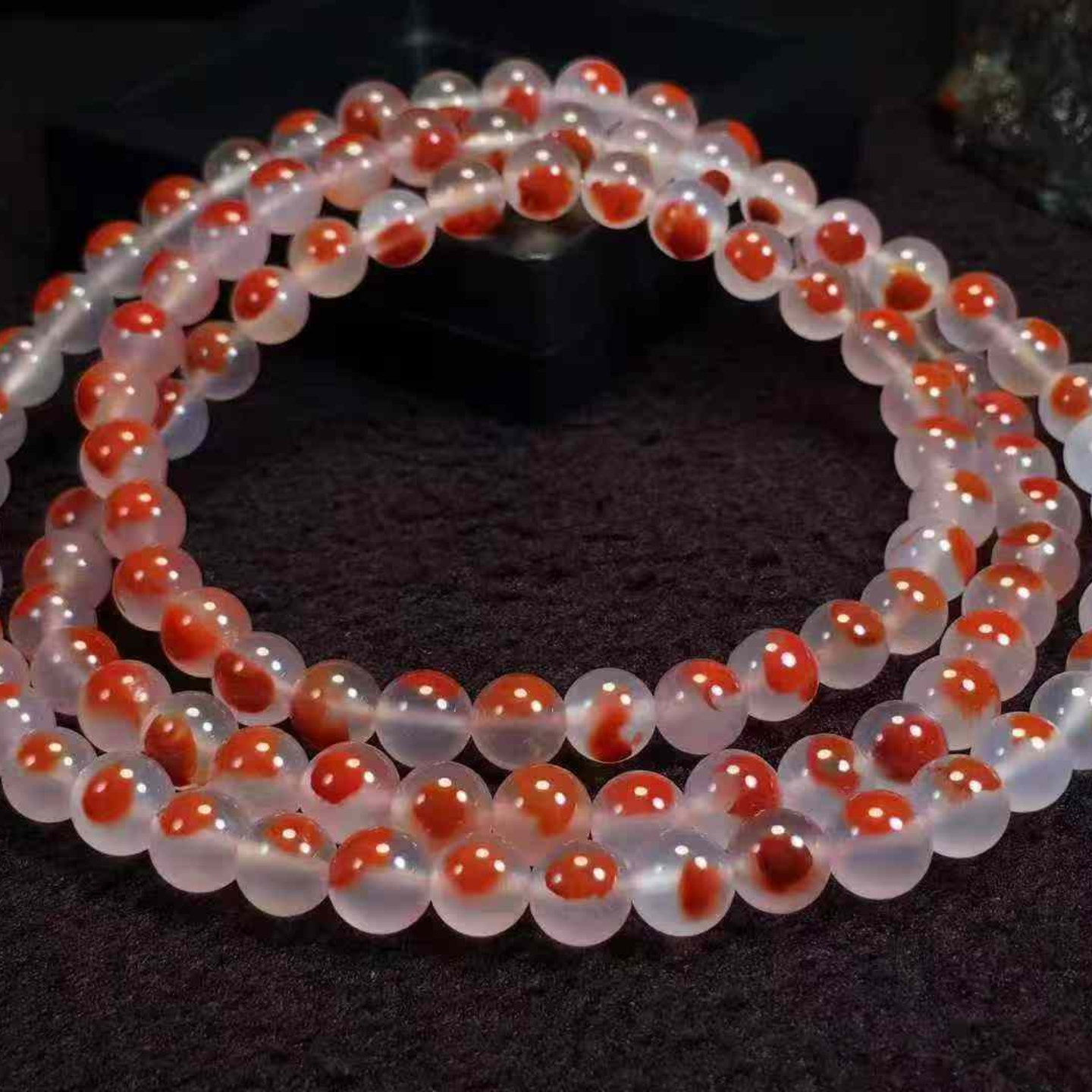 特色珍藏品南红玛瑙九口高冰鸿运当头108佛珠 一点红珠宝古玩收藏