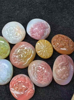 盐源玛瑙籽料吊坠手串精美小花牌牡丹花年年有余等配件饰品