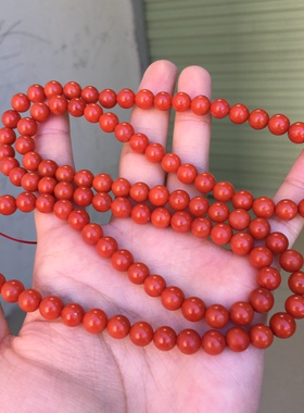 精品高货收藏级保山料南红玛瑙圆珠佛珠多圈7㎜柔光磨砂哑光男女