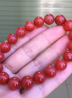 川料南红圆珠手串10.1㎜男女款单圈玉石收藏级别百搭时尚
